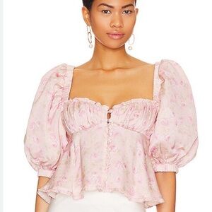 For Love & Lemons Rhoda Blouse Pink